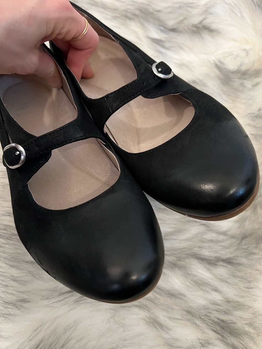 Dansko black leather Mary Jane wooden block heels coquette academia comfort - Picture 5 of 7
